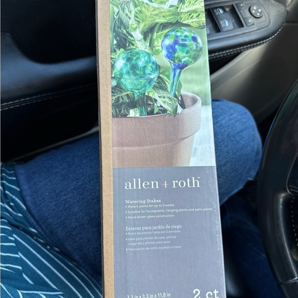 Allen & Roth Blue and Green Watering Stakes. Unopened set of 2